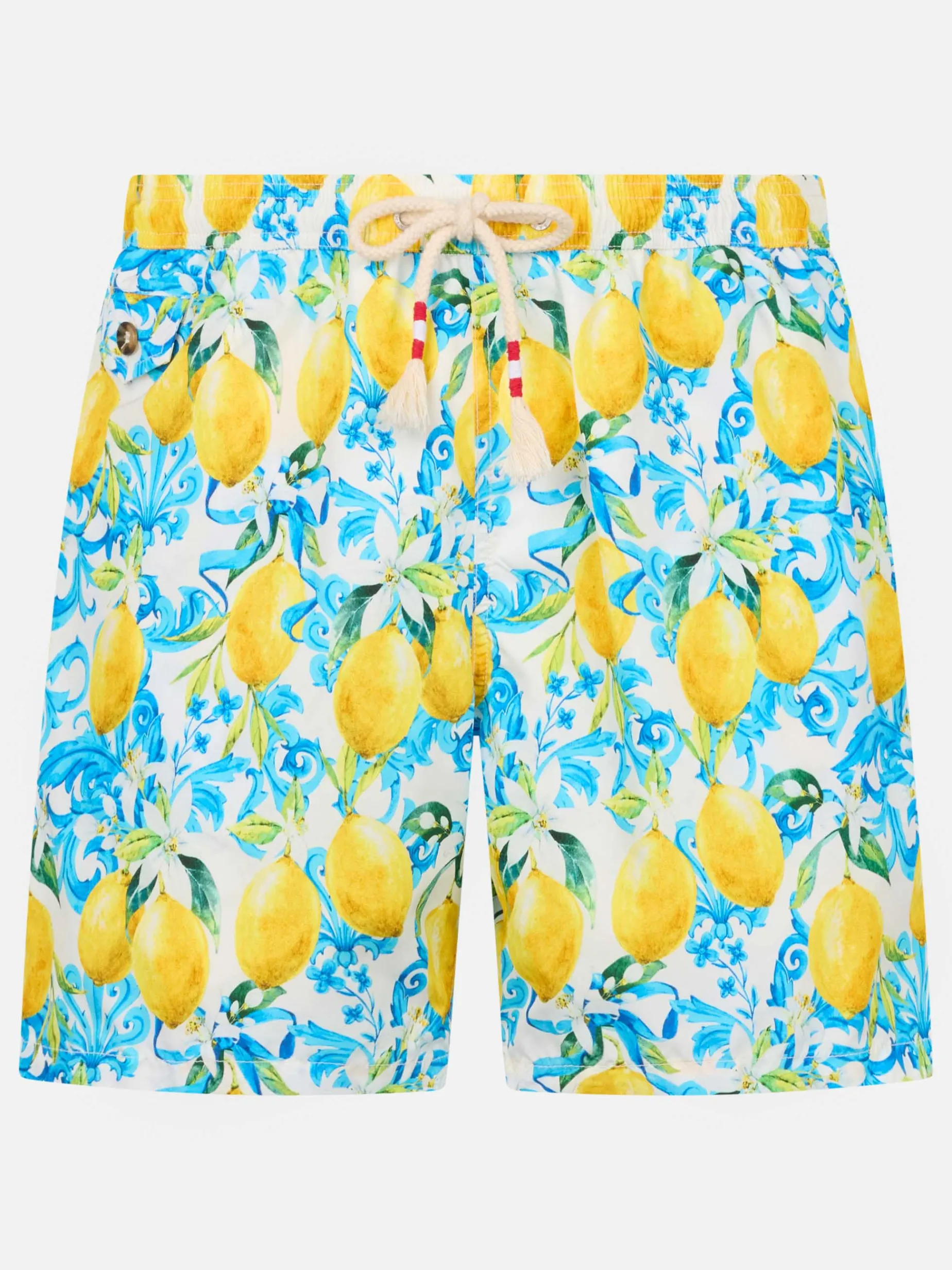 Herren-Badeshorts Lighting 70 aus leichtem Stoff mit Majolika-Print