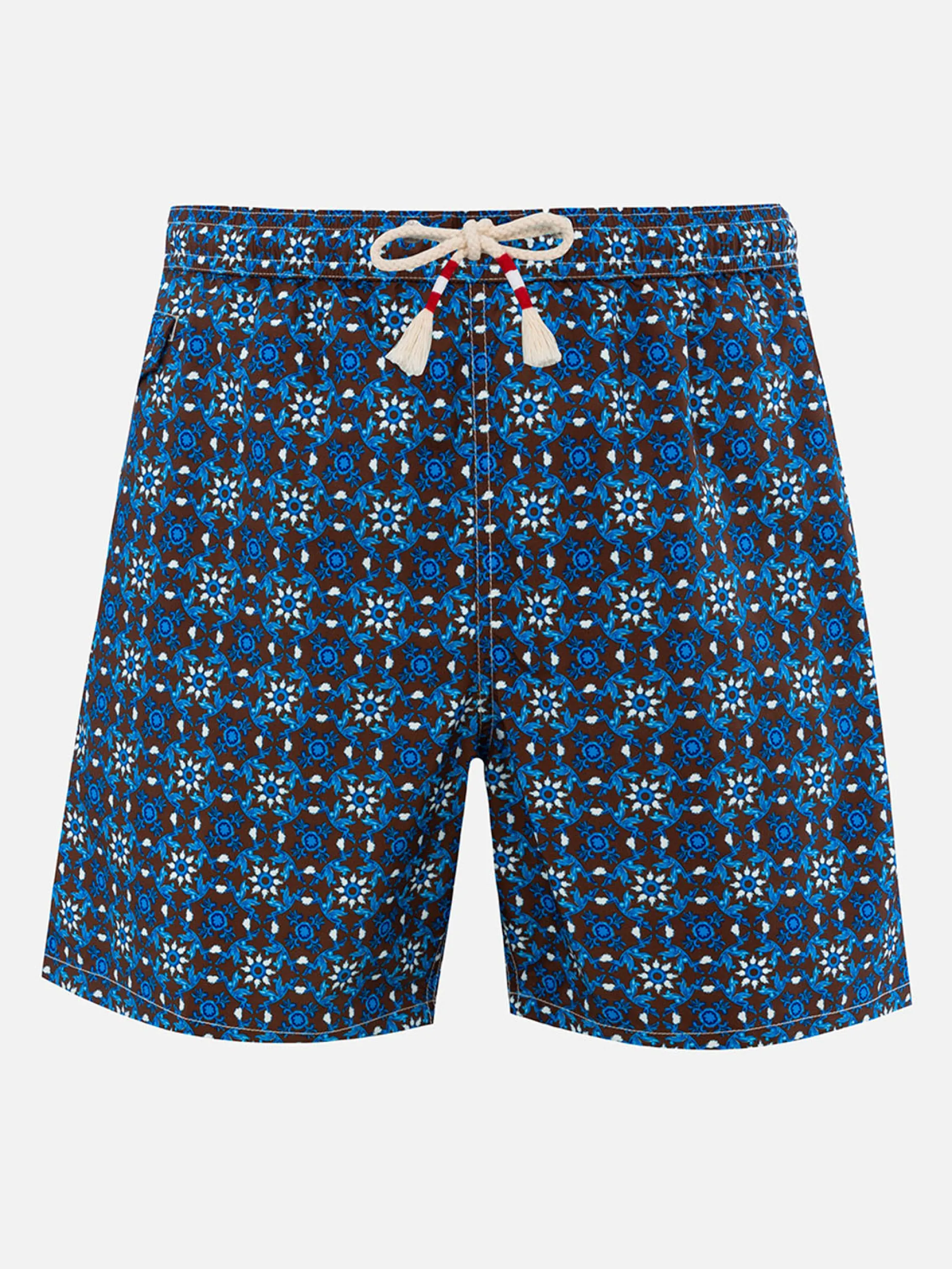 Herren-Badeshorts Lighting 70 aus leichtem Stoff mit Majolika-Print