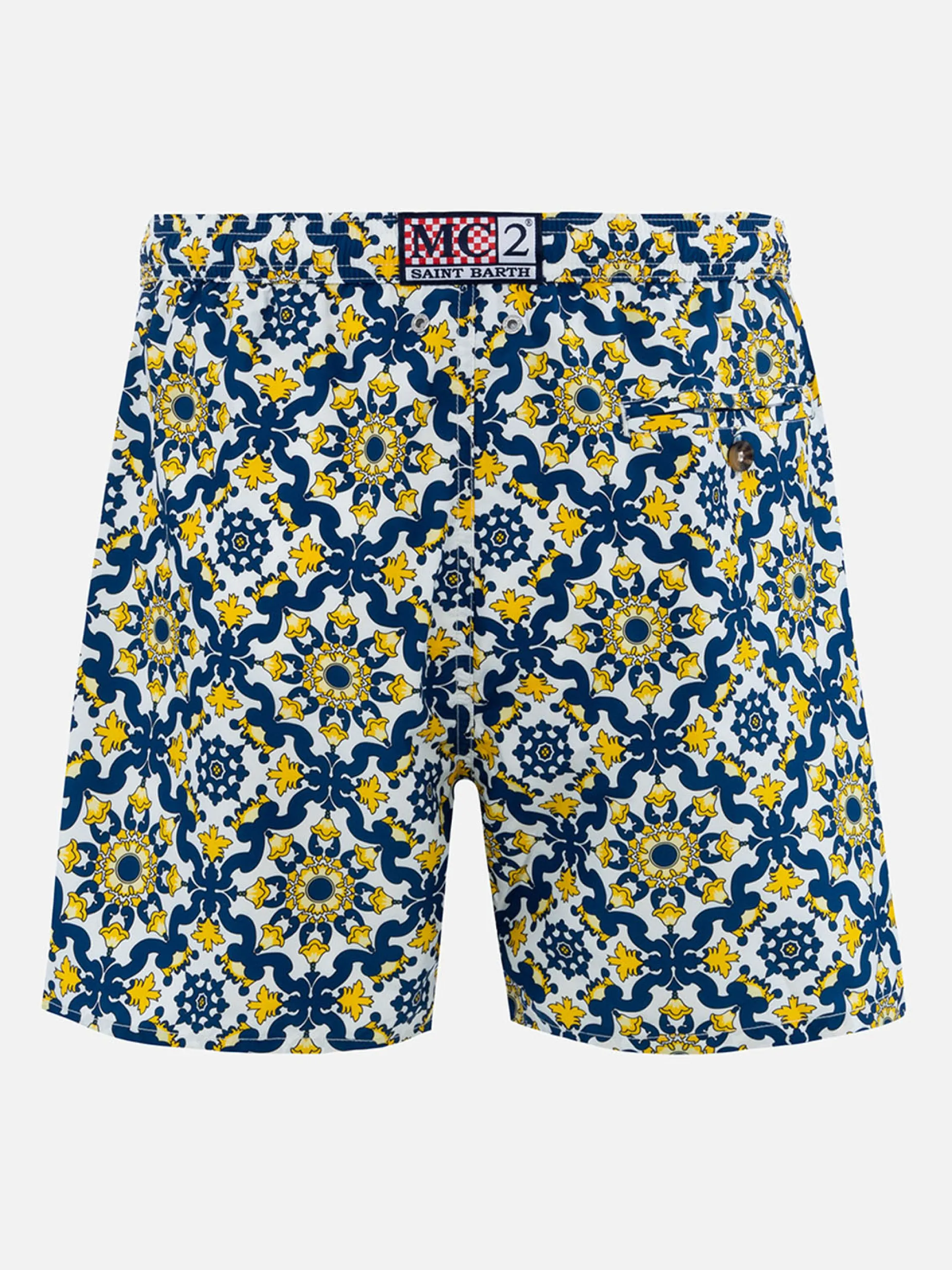 Herren-Badeshorts Lighting 70 aus leichtem Stoff mit Majolika-Print