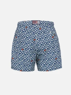 Herren-Badeshorts Lighting 70 aus leichtem Stoff mit Palmenprint