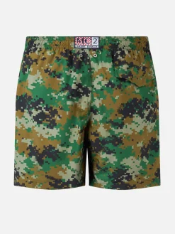 Herren-Badeshorts Lighting aus leichtem Stoff mit Tarnmuster