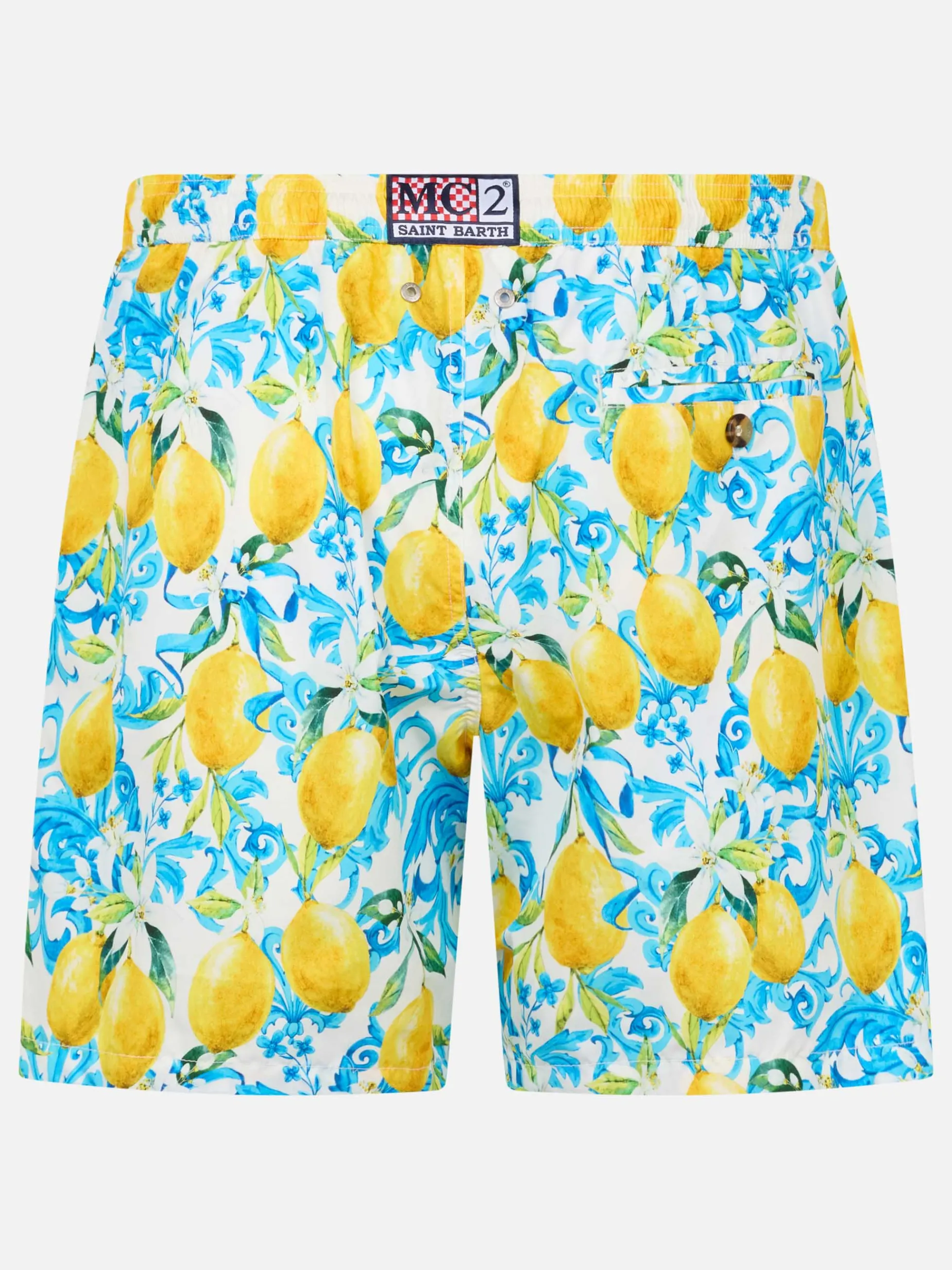 Herren-Badeshorts Lighting 70 aus leichtem Stoff mit Majolika-Print