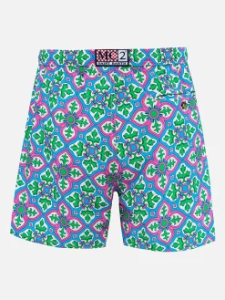 Herren-Badeshorts Lighting 70 aus leichtem Stoff mit Majolika-Print
