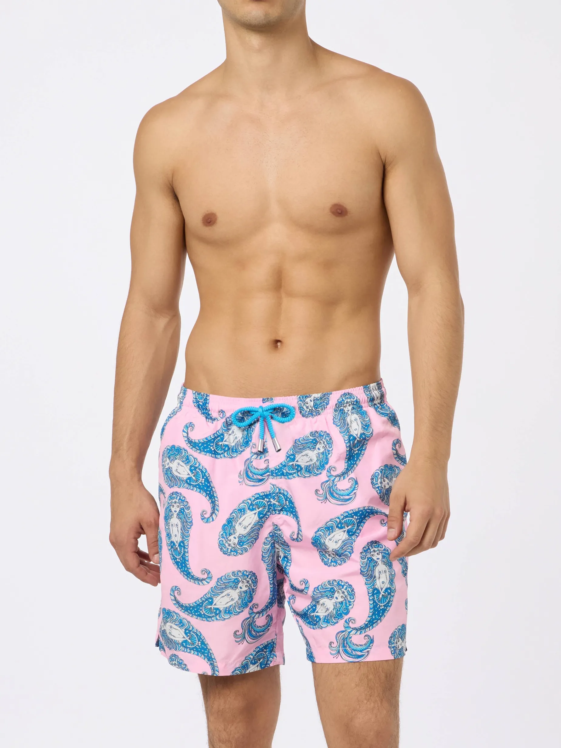 Herren-Badeshorts Lighting aus leichtem Stoff mit Paisley-Print