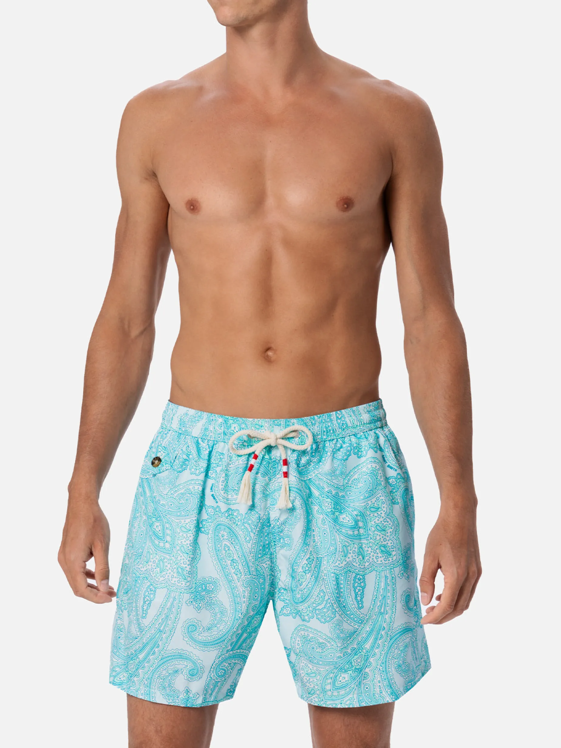 Herren-Badeshorts Lighting 70 aus leichtem Stoff mit Paisley-Print