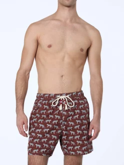 Herren-Badeshorts Lighting 70 aus leichtem Stoff mit Mikro-Cheeta-Print