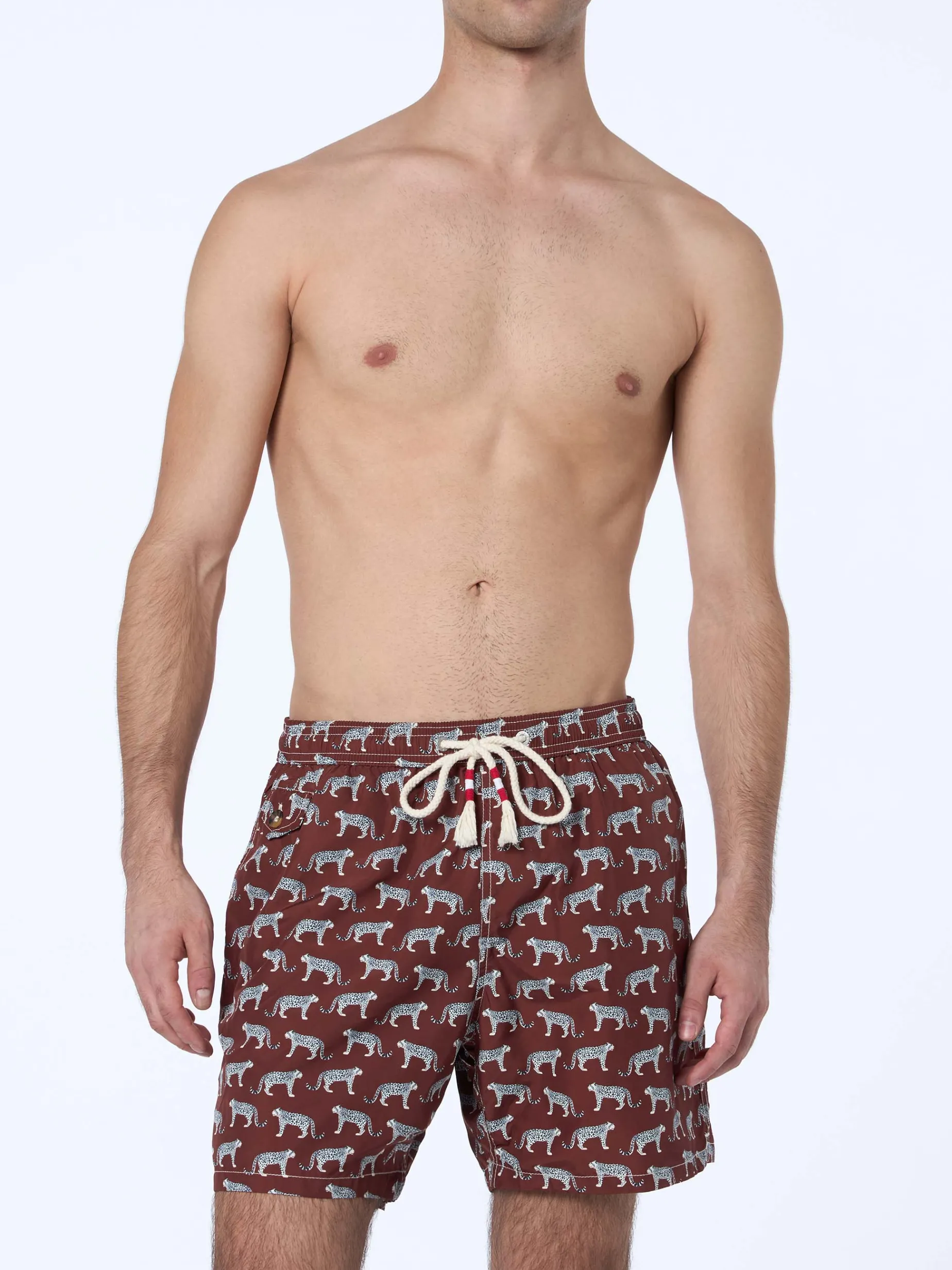 Herren-Badeshorts Lighting 70 aus leichtem Stoff mit Mikro-Cheeta-Print