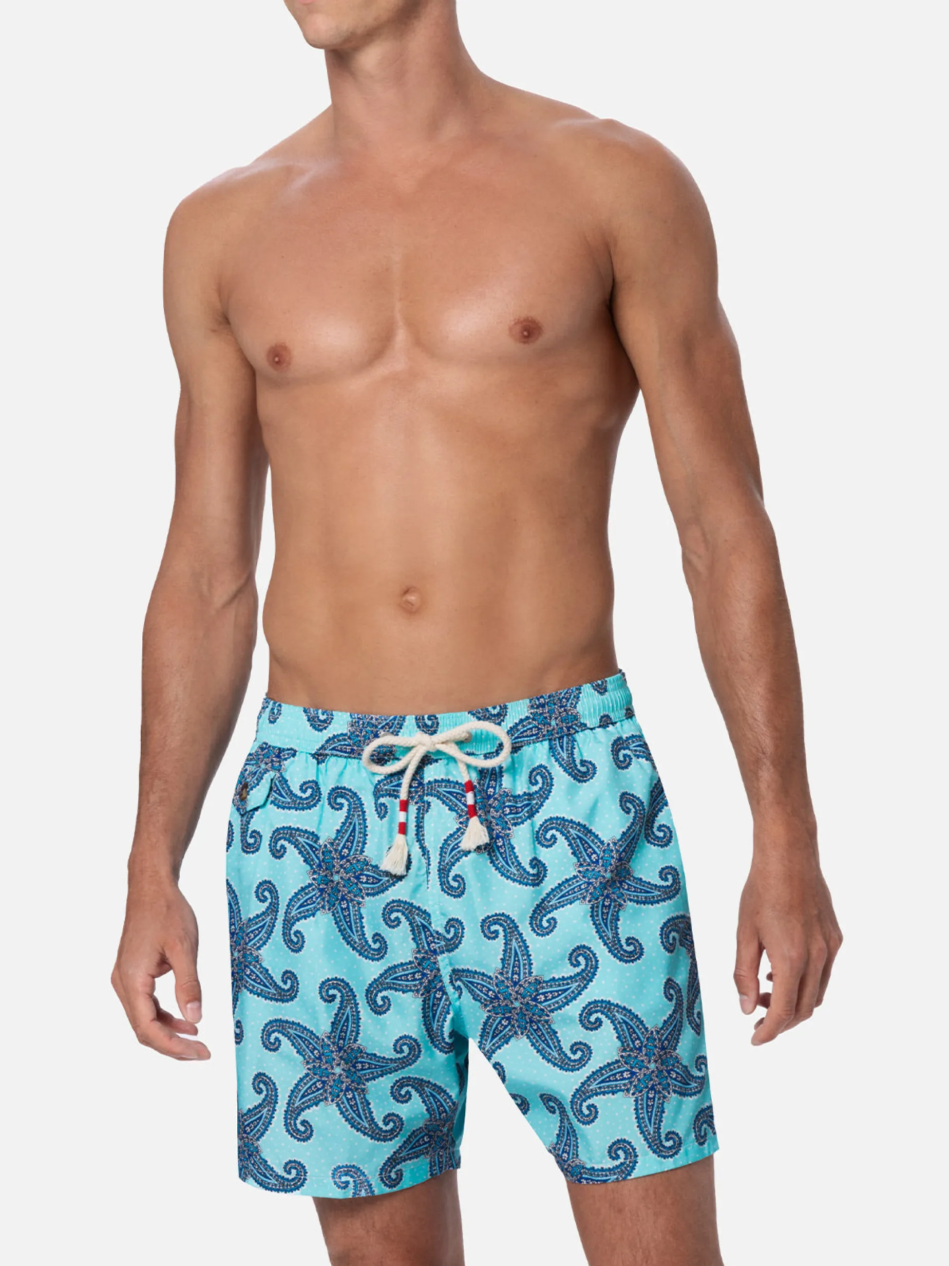 Herren-Badeshorts Lighting 70 aus leichtem Stoff mit Paisley-Print