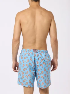 Herren-Badeshorts Lighting aus leichtem Stoff mit Paisley-Print