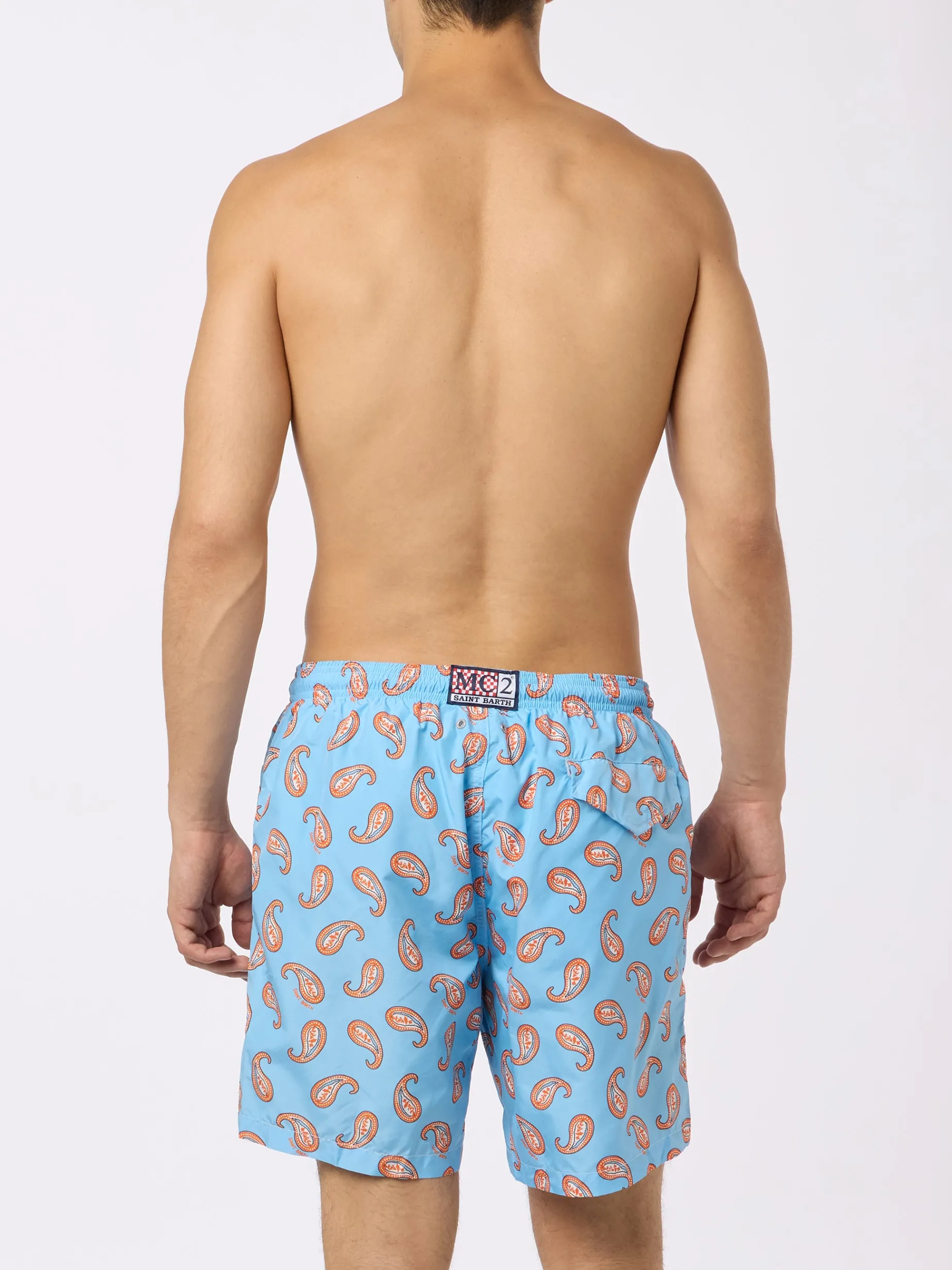 Herren-Badeshorts Lighting aus leichtem Stoff mit Paisley-Print