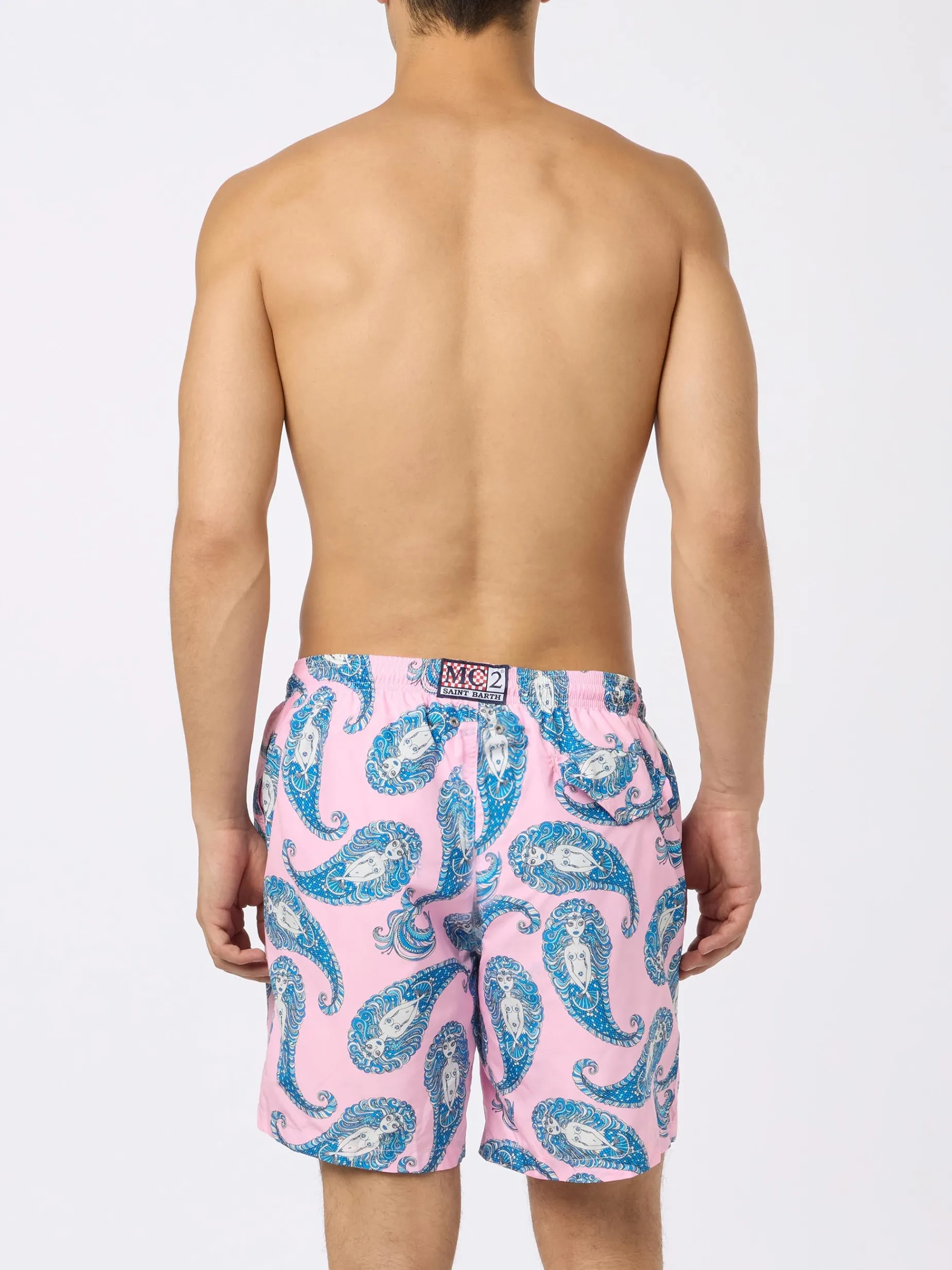 Herren-Badeshorts Lighting aus leichtem Stoff mit Paisley-Print