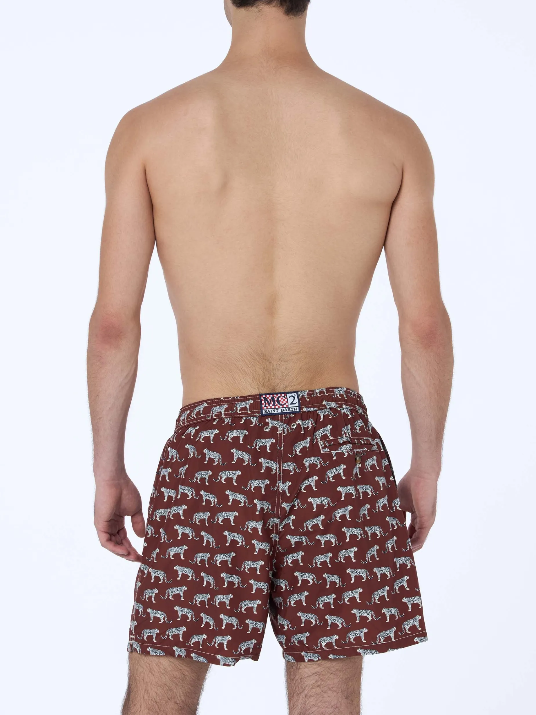 Herren-Badeshorts Lighting 70 aus leichtem Stoff mit Mikro-Cheeta-Print