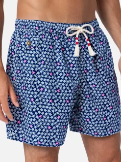 Herren-Badeshorts Lighting 70 aus leichtem Stoff mit Seestern-Aufdruck