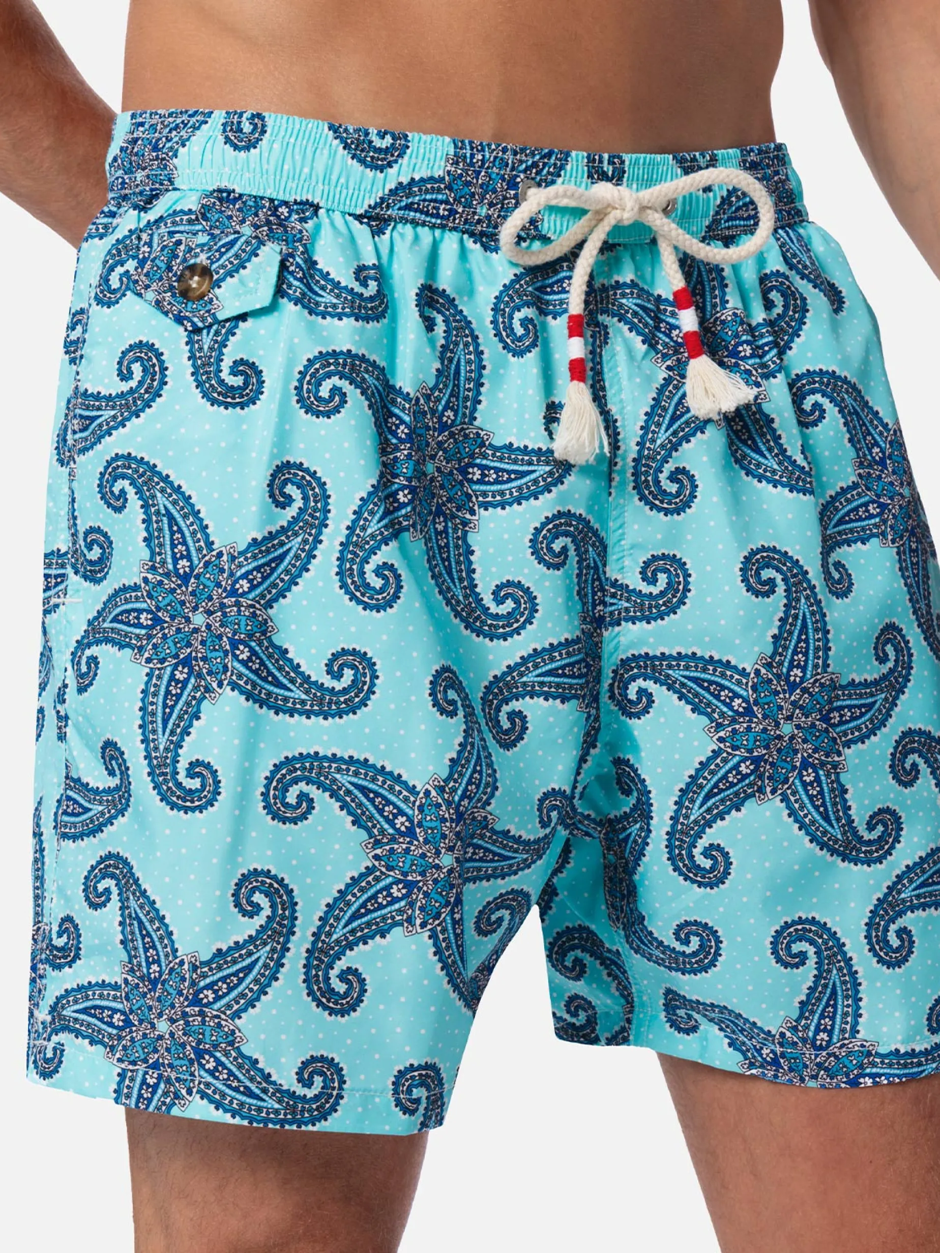 Herren-Badeshorts Lighting 70 aus leichtem Stoff mit Paisley-Print