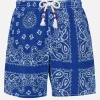 Herren-Badeshorts mit blauem Bandana-Print