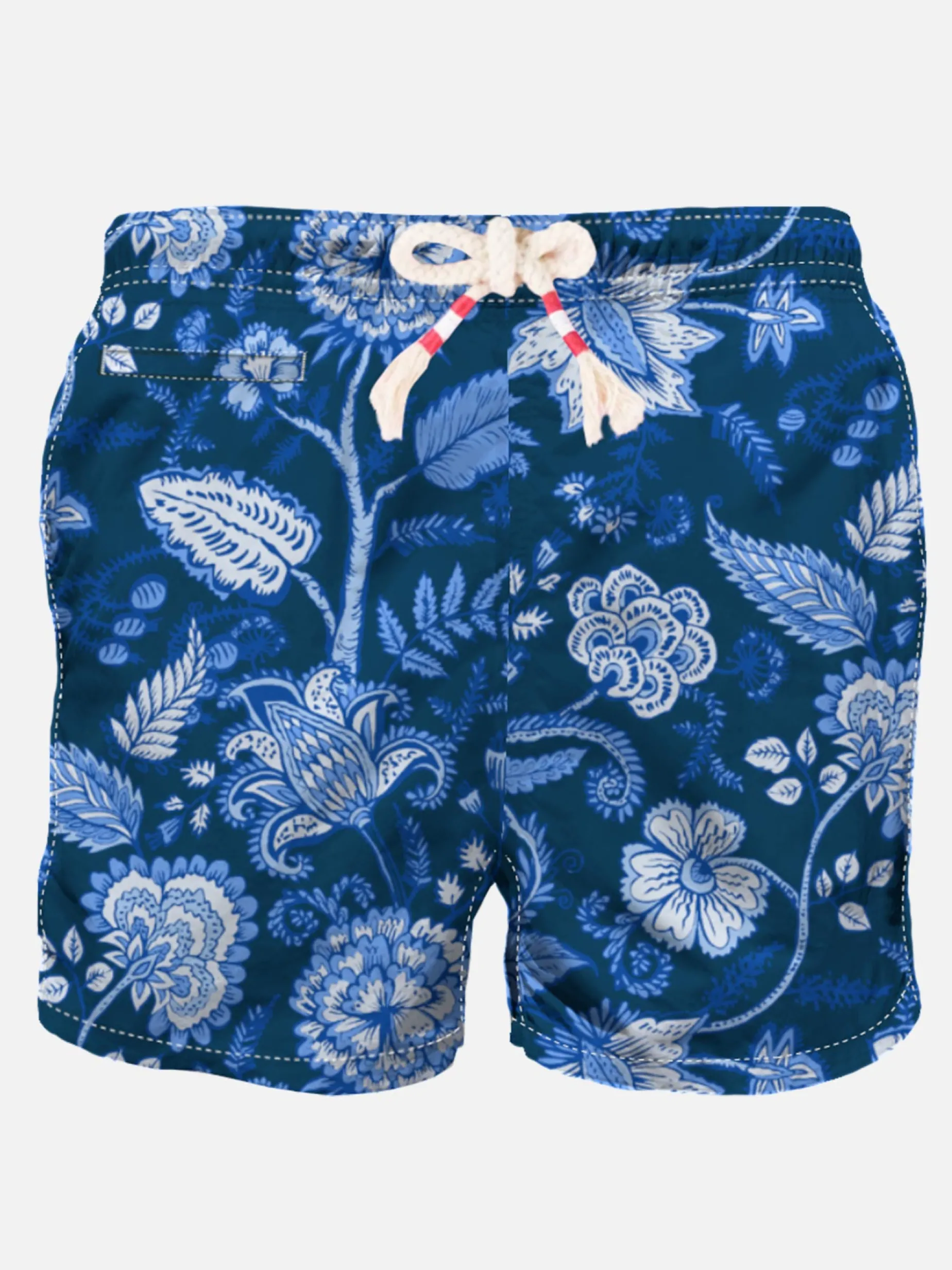 Herren-Badeshorts mit blauem Blumendruck