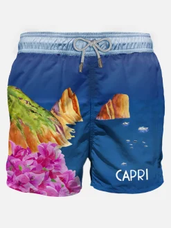 Herren-Badeshorts mit Capri-Aufdruck