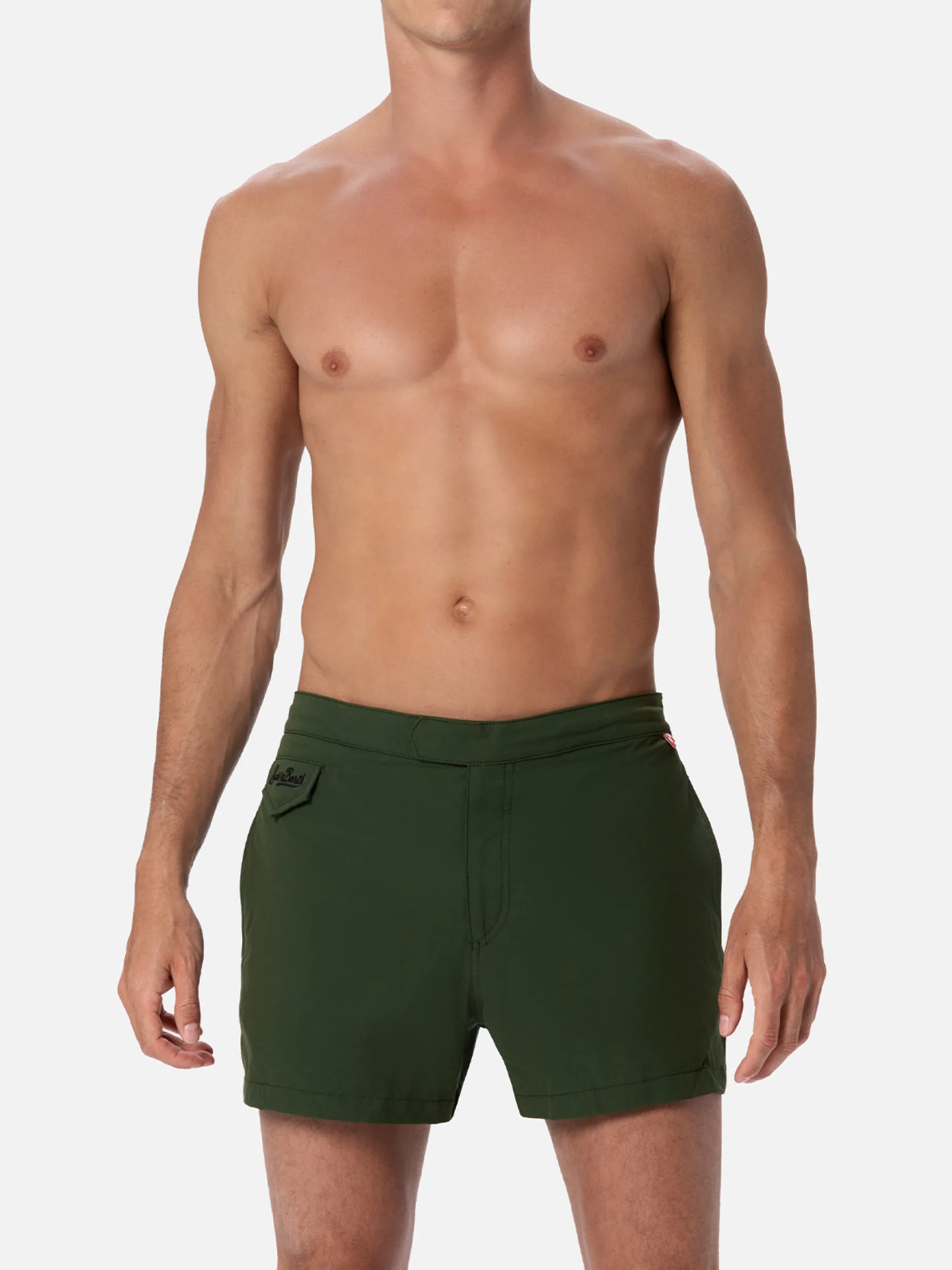 Herren-Badeshorts mit figurbetontem Schnitt in Militärgrün von Harrys
