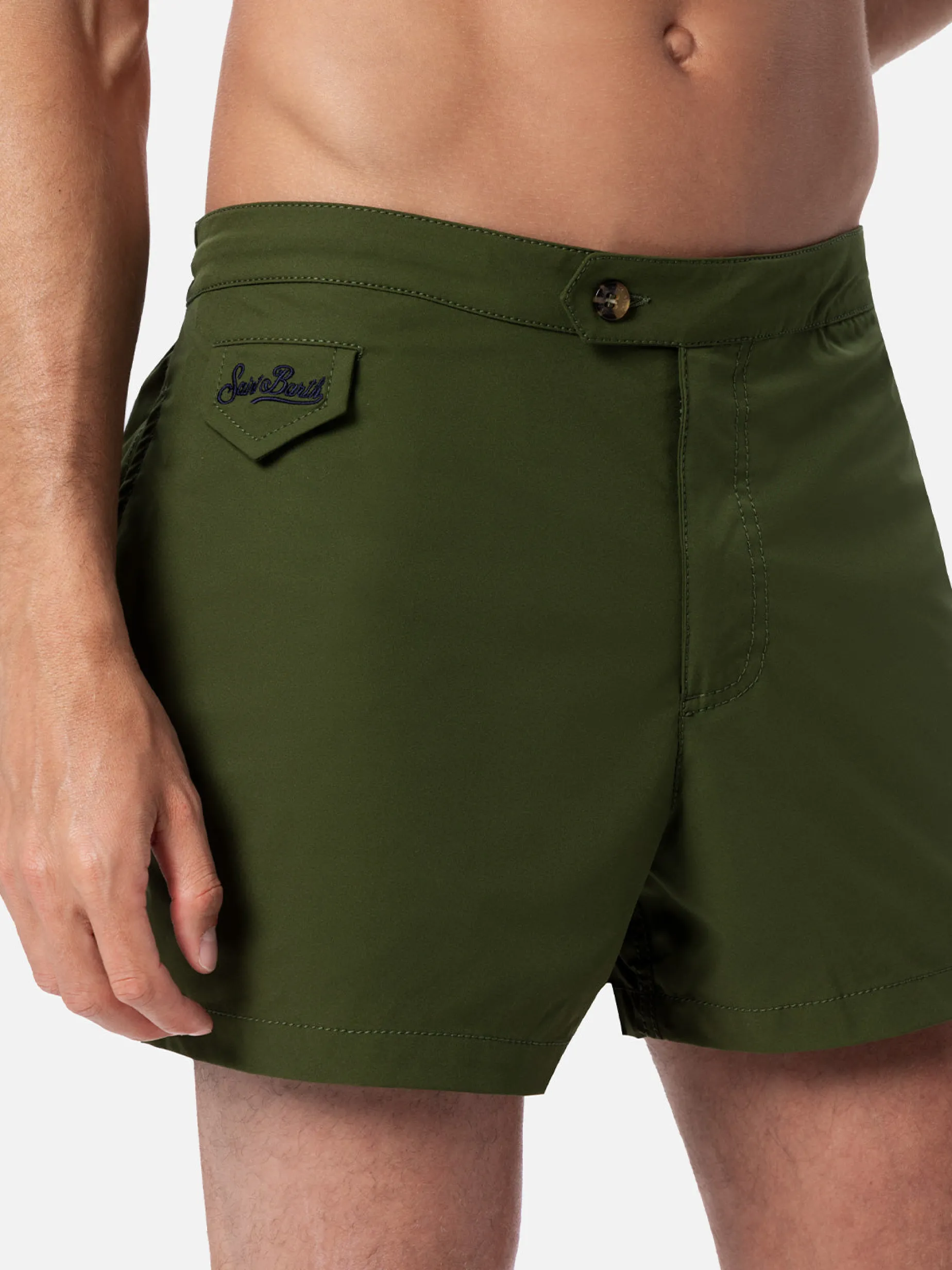 Herren-Badeshorts mit figurbetontem Schnitt in Militärgrün von Harrys