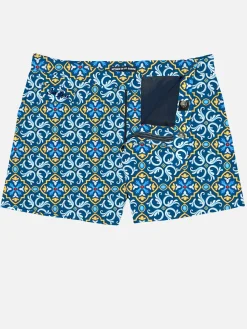 Herren-Badeshorts mit Maiolika-Print