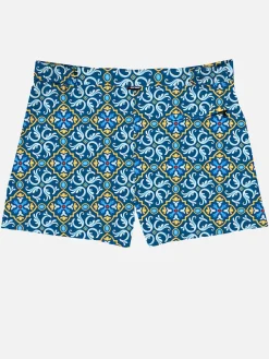 Herren-Badeshorts mit Maiolika-Print