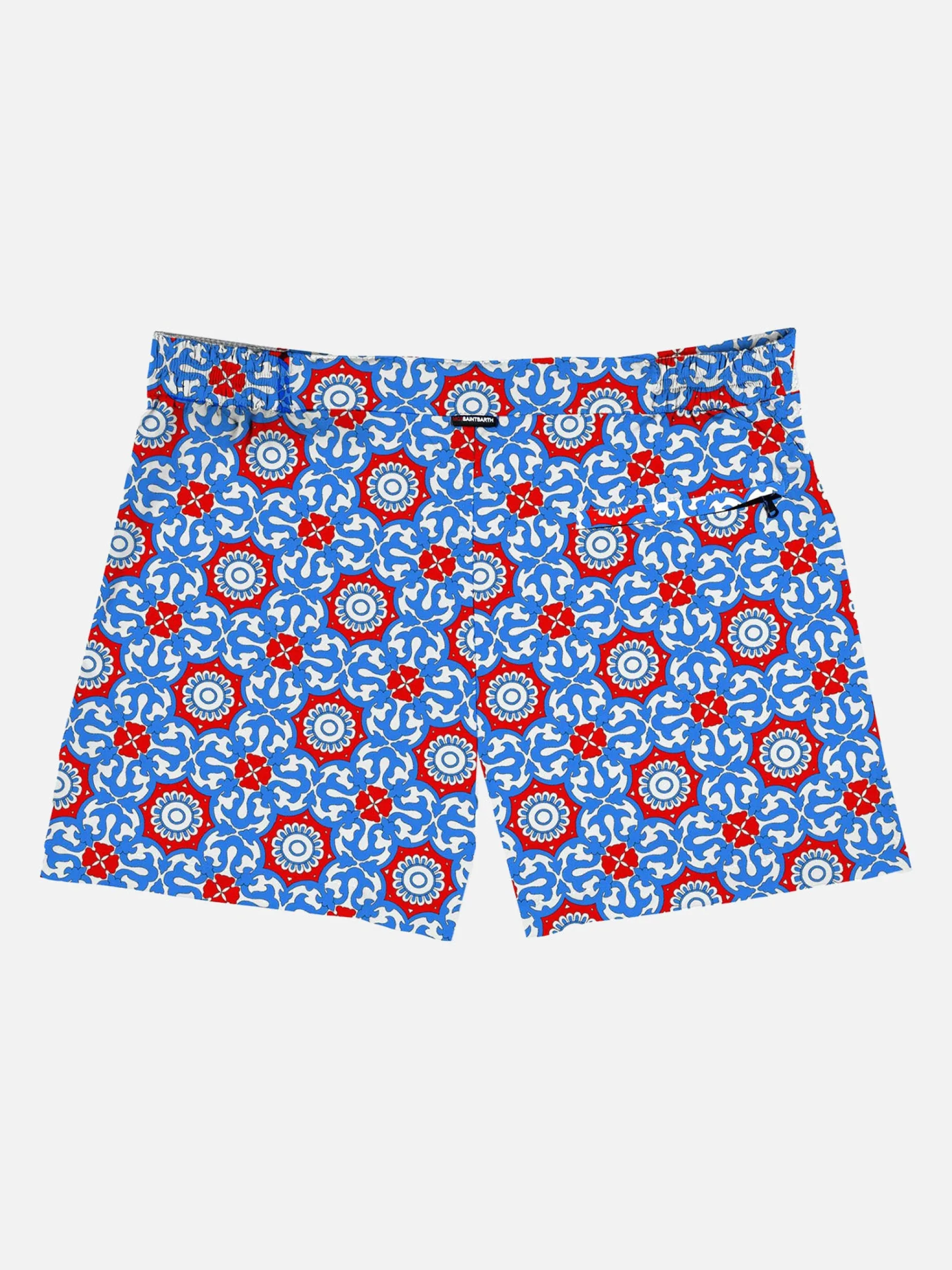 Herren-Badeshorts mit Majolika-Print