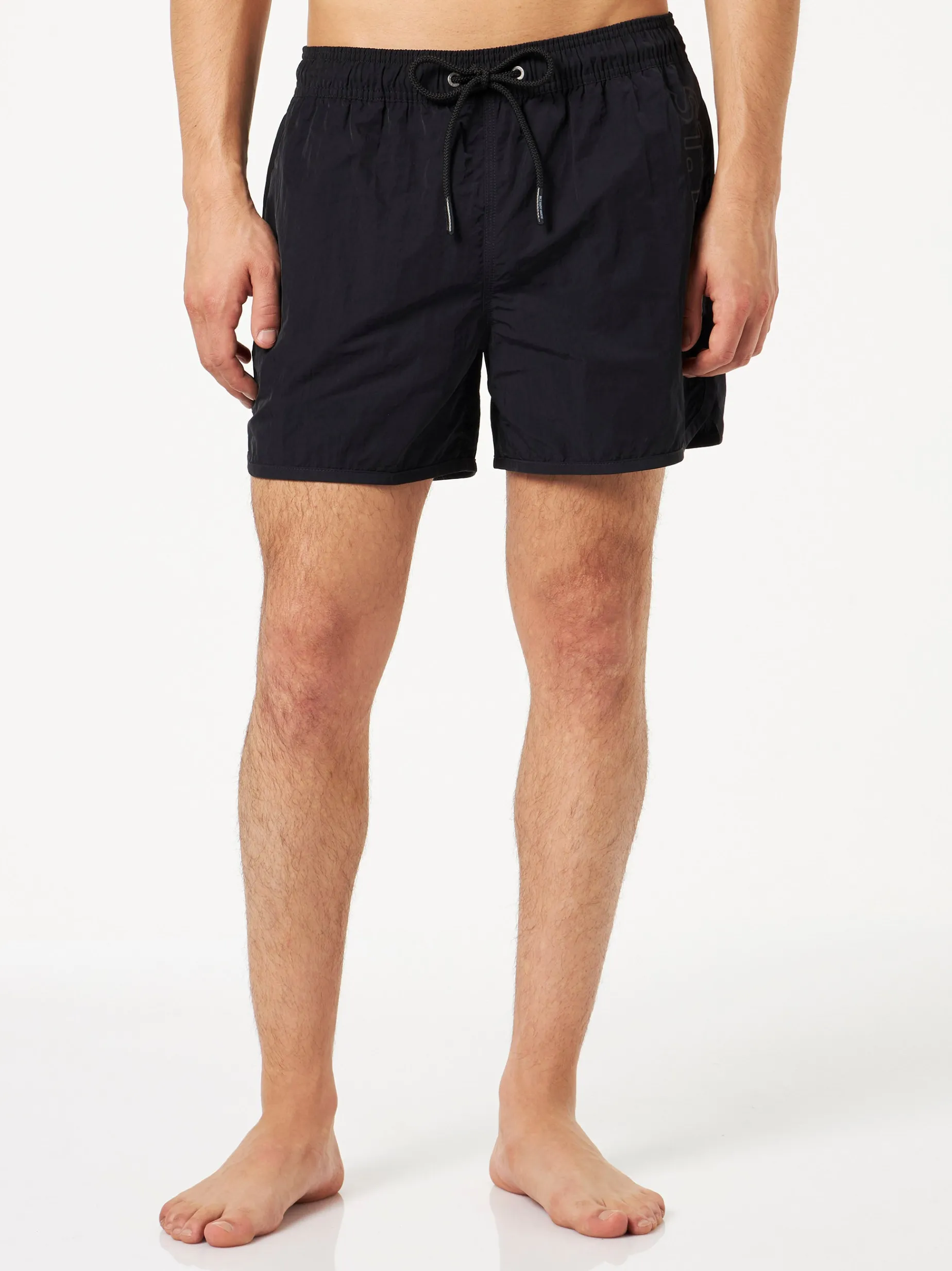 Herren-Badeshorts mit seitlichem Logo und Kontrast