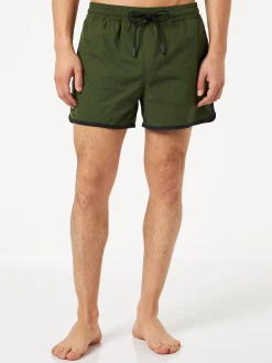 Herren-Badeshorts mit seitlichem Logo und Kontrast