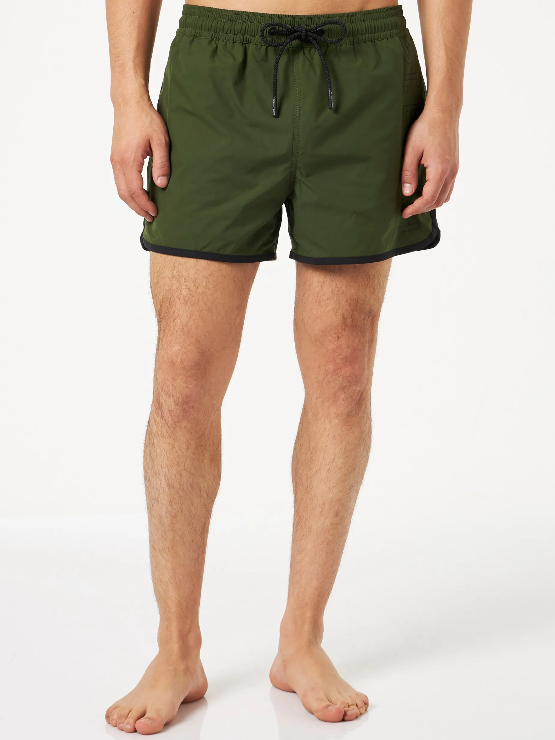 Herren-Badeshorts mit seitlichem Logo und Kontrast
