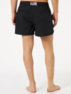 Herren-Badeshorts mit seitlichem Logo und Kontrast