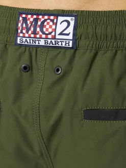 Herren-Badeshorts mit seitlichem Logo und Kontrast