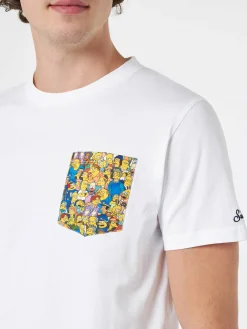 Herren-Baumwoll-T-Shirt Blanche mit aufgedruckter Simpsons-Tasche | DIE SIMPSONS-SONDERAUSGABE