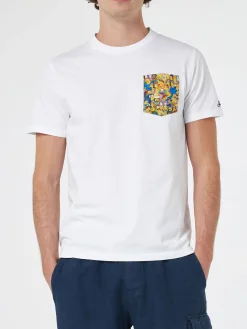 Herren-Baumwoll-T-Shirt Blanche mit aufgedruckter Simpsons-Tasche | DIE SIMPSONS-SONDERAUSGABE