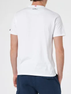 Herren-Baumwoll-T-Shirt Blanche mit aufgedruckter Simpsons-Tasche | DIE SIMPSONS-SONDERAUSGABE