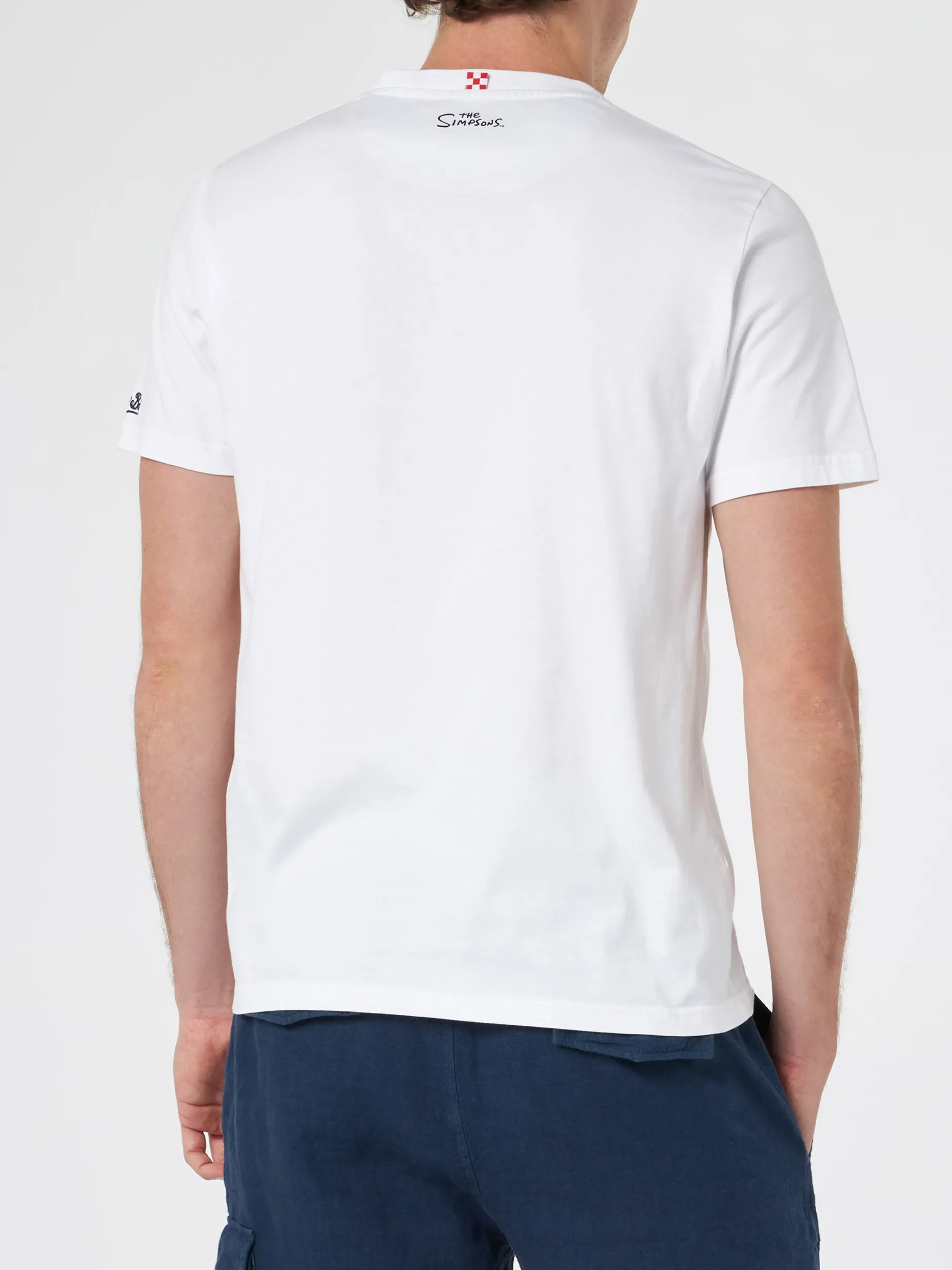 Herren-Baumwoll-T-Shirt Blanche mit aufgedruckter Simpsons-Tasche | DIE SIMPSONS-SONDERAUSGABE