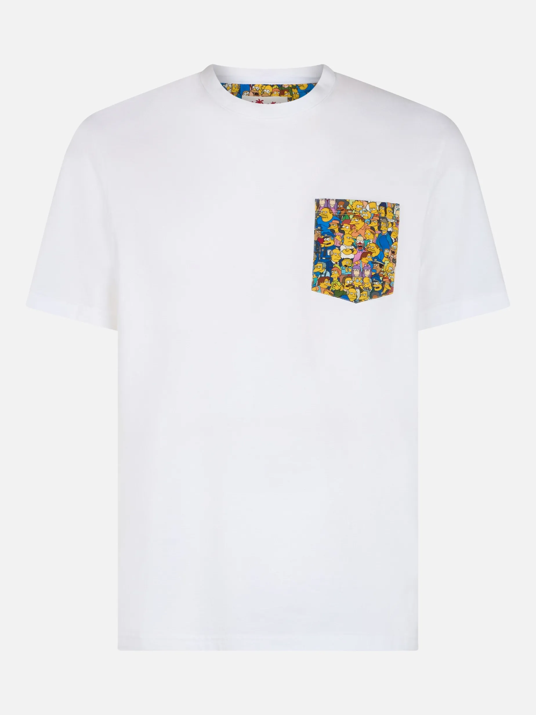 Herren-Baumwoll-T-Shirt Blanche mit aufgedruckter Simpsons-Tasche | DIE SIMPSONS-SONDERAUSGABE