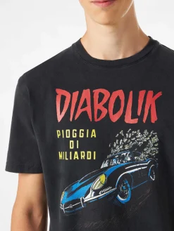Herren-Baumwoll-T-Shirt im Vintage-Stil mit Aufdruck „Diabolik-Auto“ und „Geld“ | DIABOLIK SONDEREDITION
