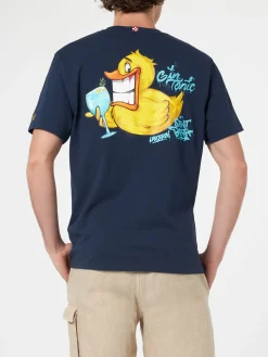 Herren-Baumwoll-T-Shirt mit platziertem Aufdruck „Cryptopuppets Ducky Gin“ auf Vorder- und Rückseite | CRYPTOPUPPET-SONDERAUSGABE