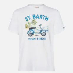 Herren-Baumwoll-T-Shirt mit St. Barth Vespa Friend-Aufdruck | VESPA® SONDEREDITION