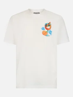 Herren-Baumwoll-T-Shirt mit platziertem Cryptopuppets Spritz-Aufdruck auf Vorder- und Rückseite | CRYPTOPUPPET-SONDERAUSGABE