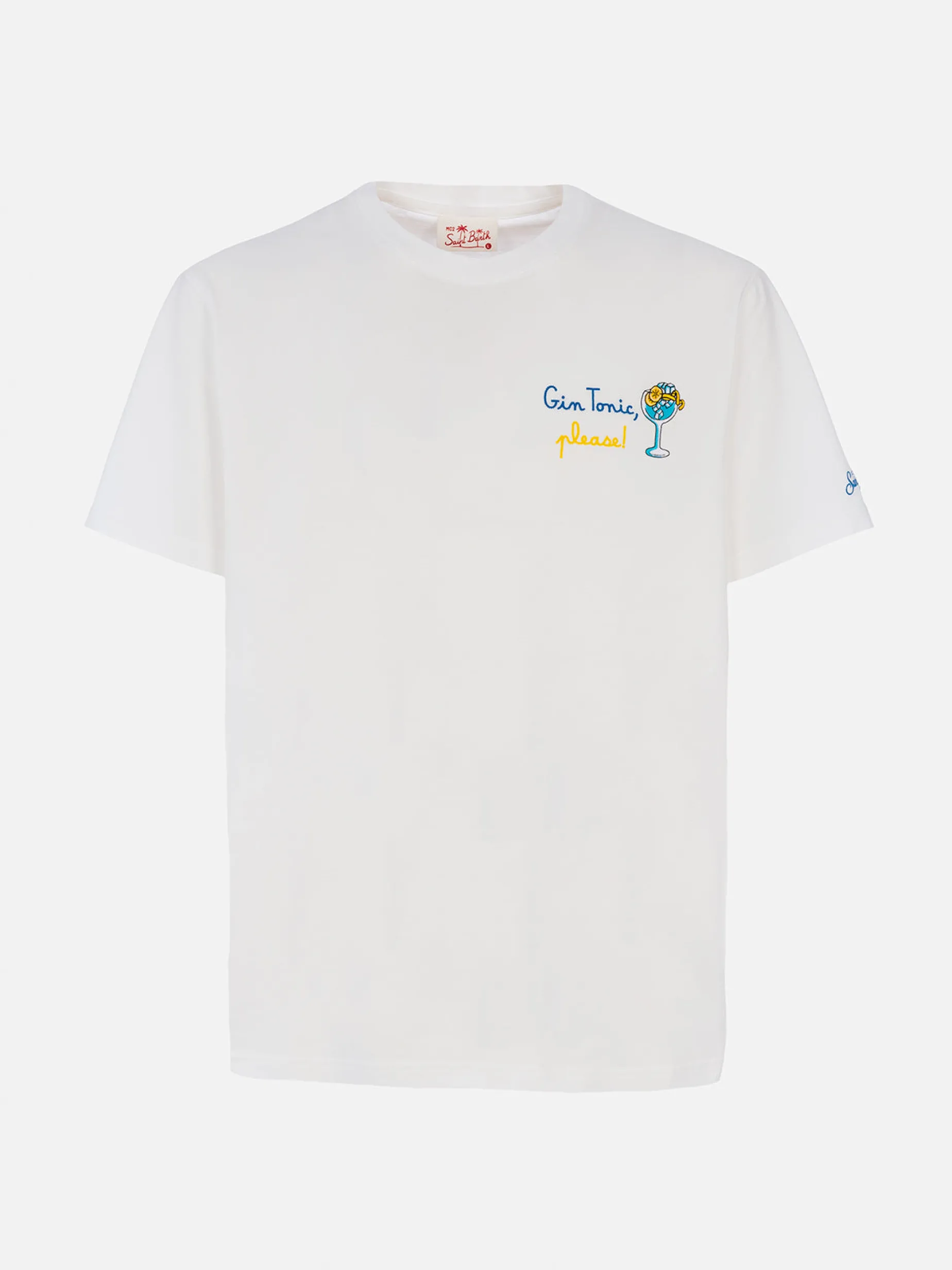 Herren-Baumwoll-T-Shirt mit Gin Tonic, bitte! Stickerei