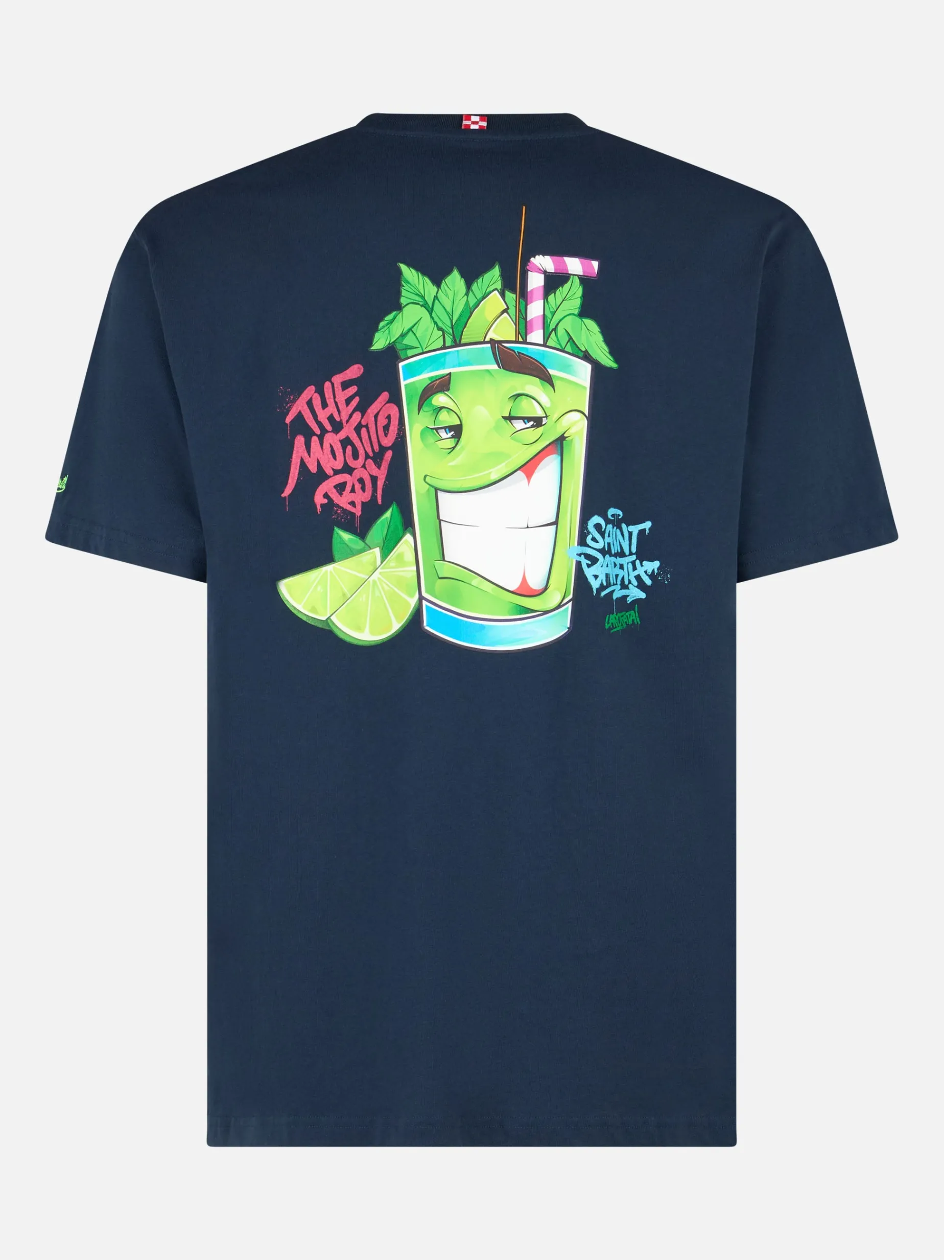 Herren-Baumwoll-T-Shirt mit platziertem Cryptopuppets Mojito-Aufdruck auf Vorder- und Rückseite | CRYPTOPUPPET-SONDERAUSGABE