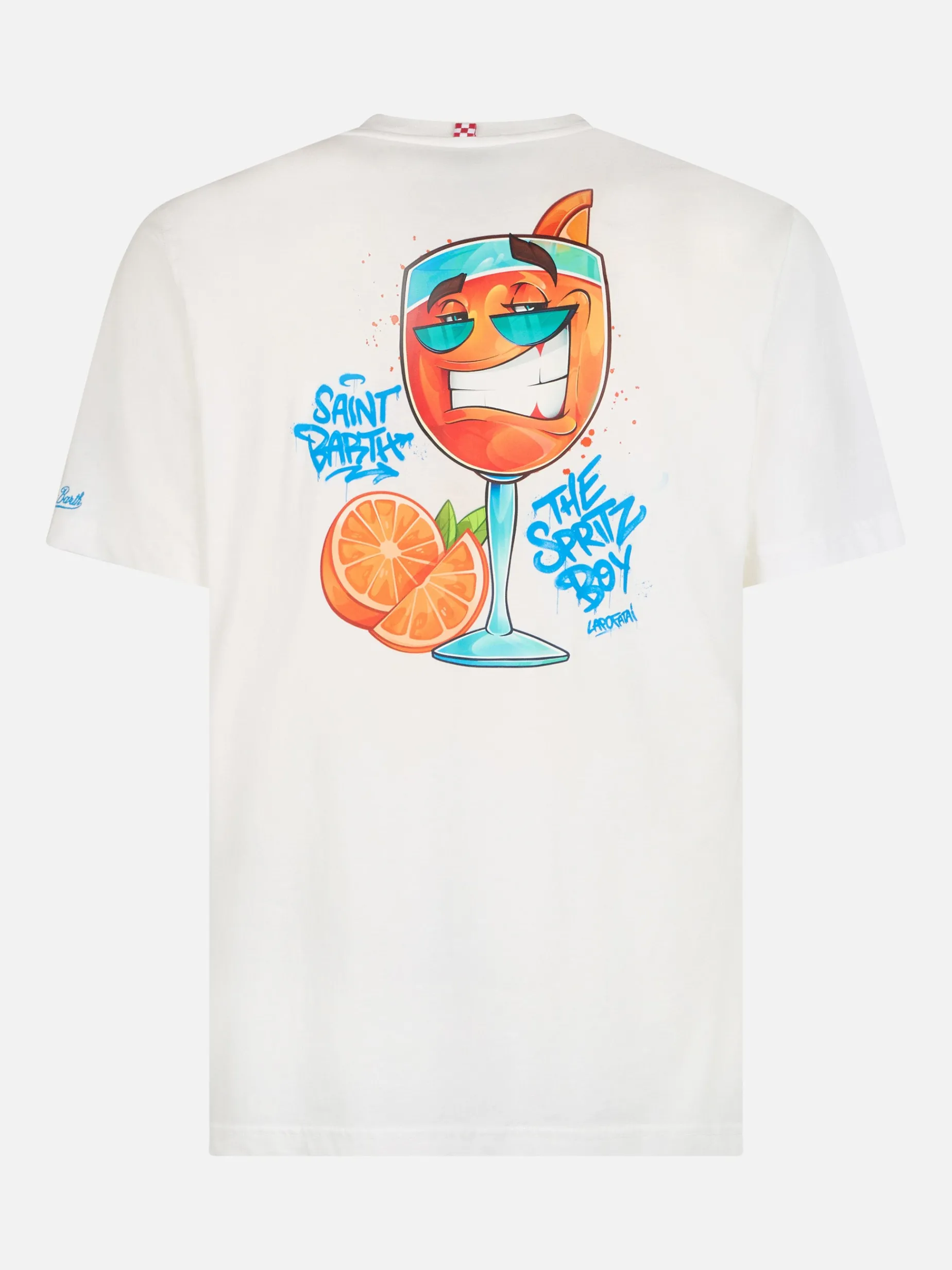 Herren-Baumwoll-T-Shirt mit platziertem Cryptopuppets Spritz-Aufdruck auf Vorder- und Rückseite | CRYPTOPUPPET-SONDERAUSGABE