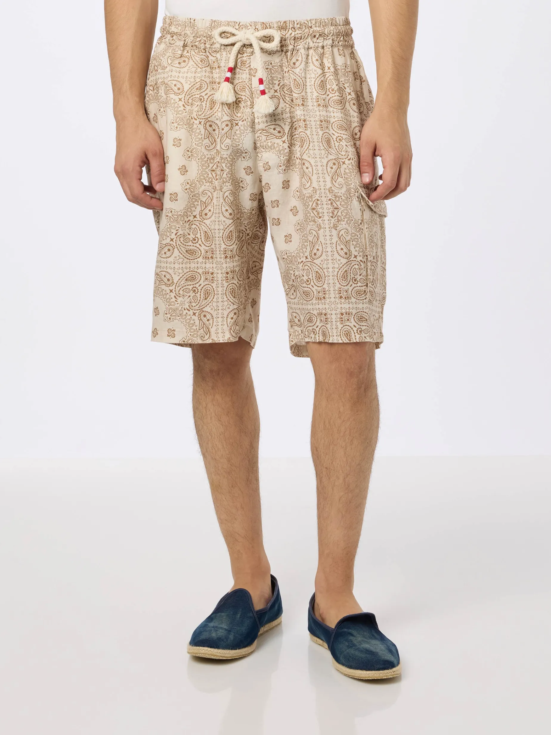 Herren-Bermuda aus Leinen „Marseille“ mit Bandana-Print