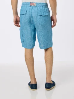 Herren-Bermuda aus Leinen in Denimblau Marseille