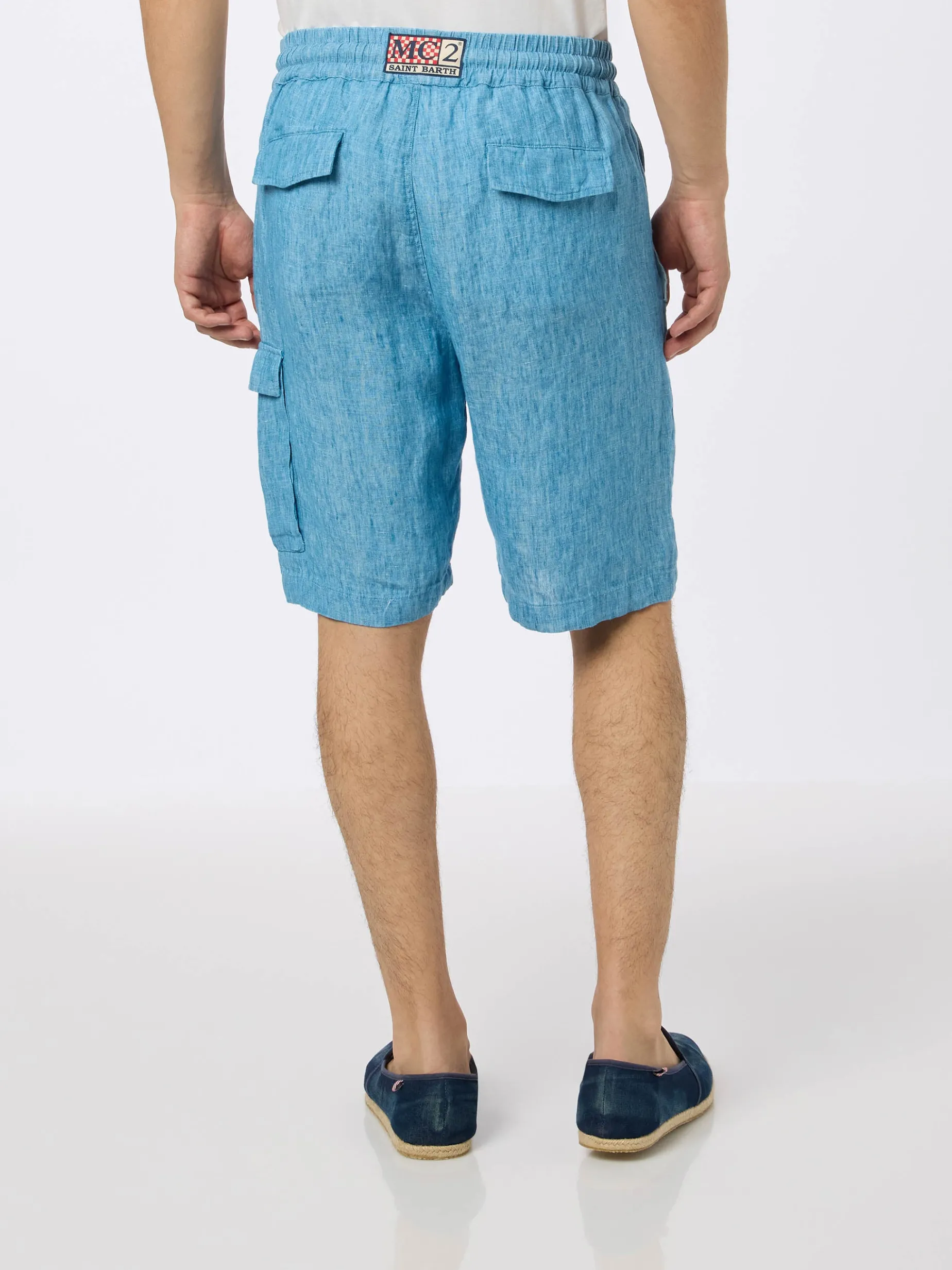 Herren-Bermuda aus Leinen in Denimblau Marseille