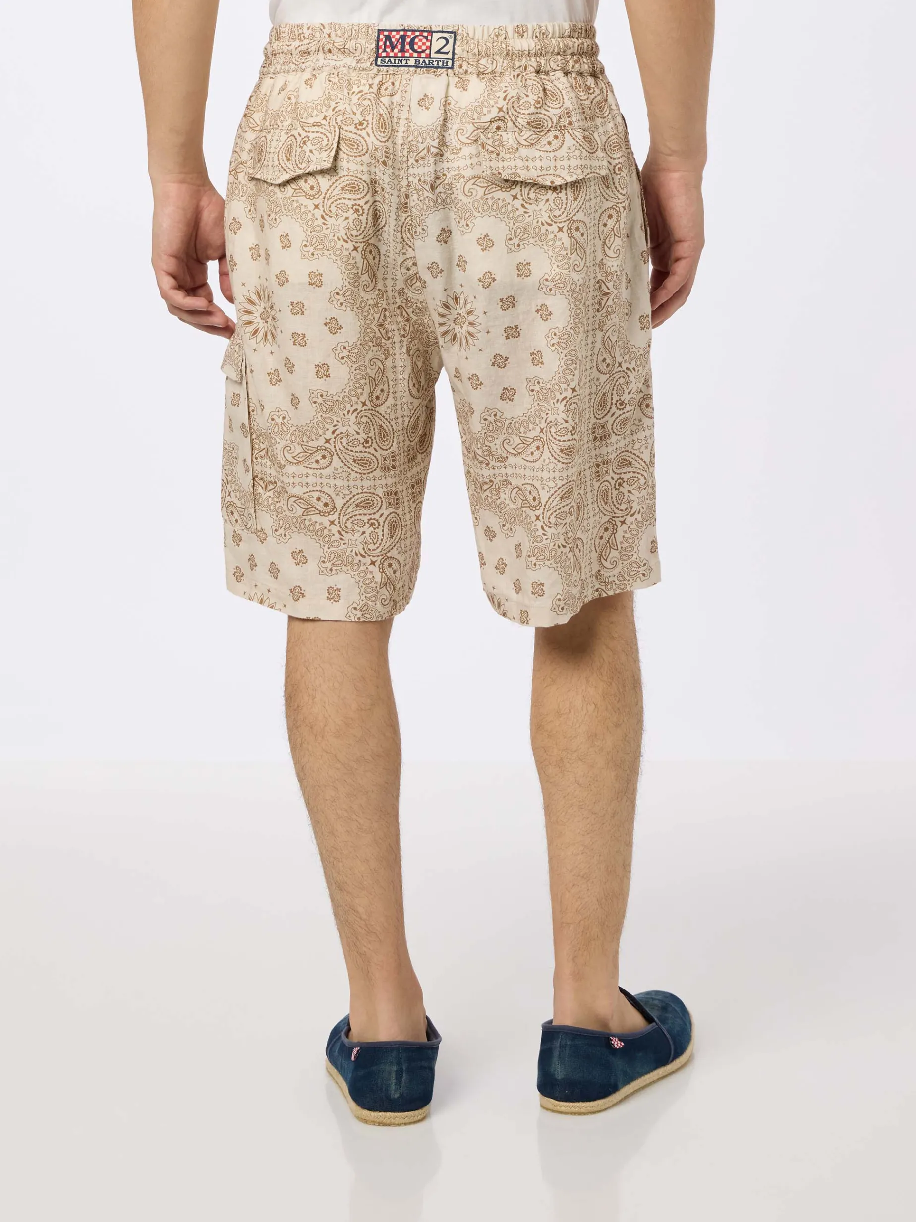 Herren-Bermuda aus Leinen „Marseille“ mit Bandana-Print