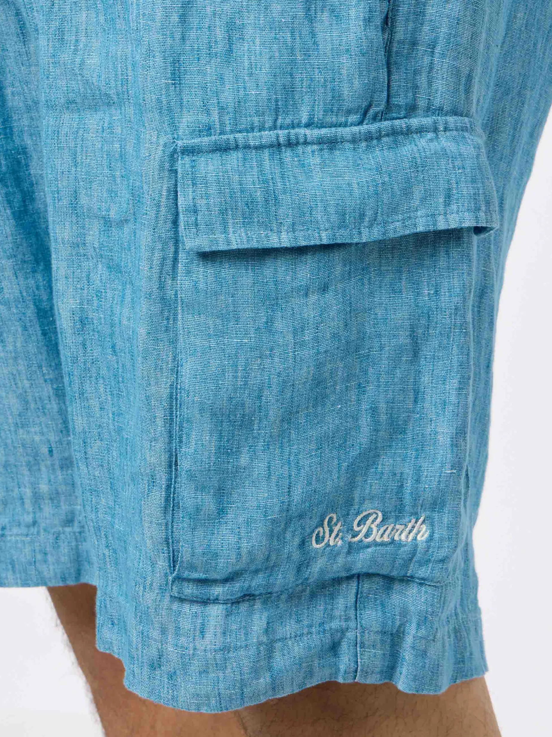 Herren-Bermuda aus Leinen in Denimblau Marseille