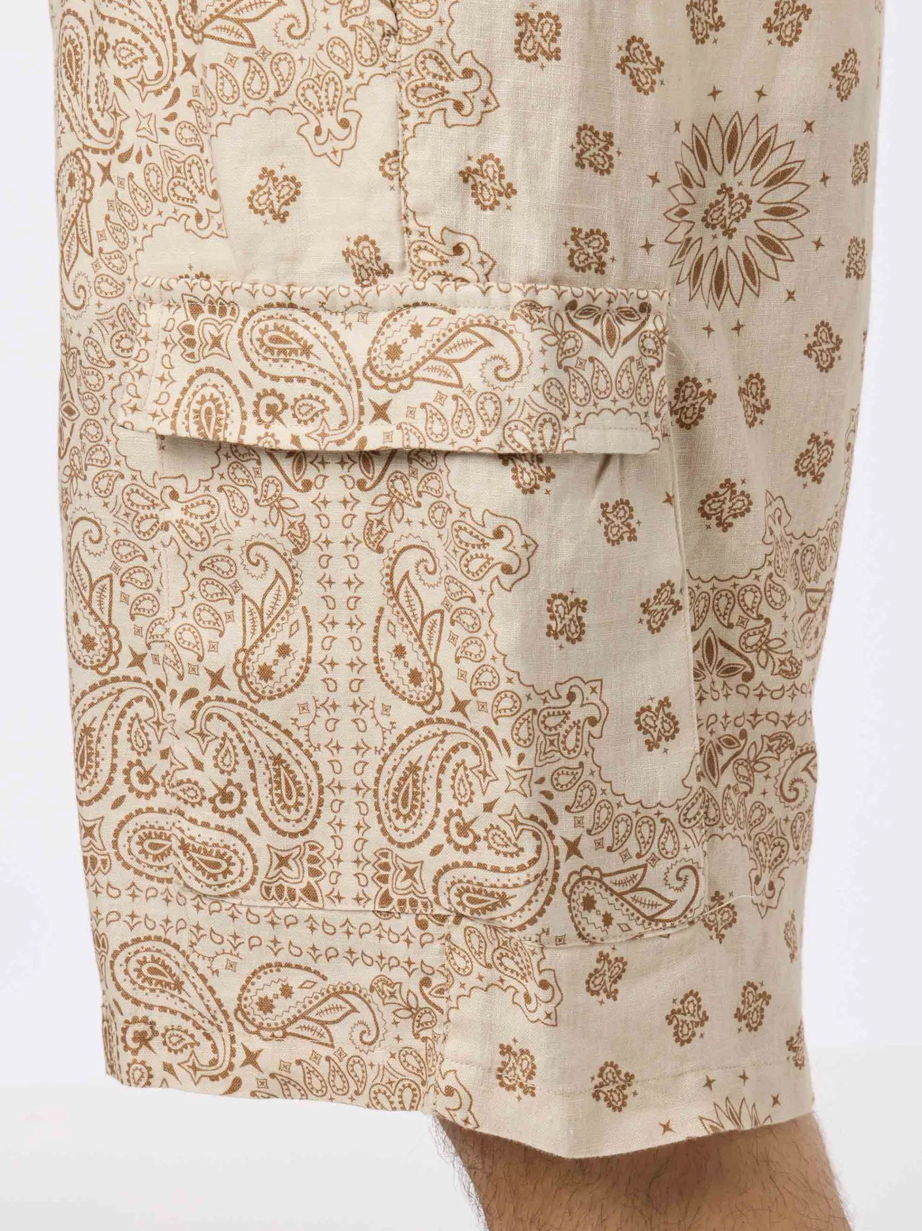 Herren-Bermuda aus Leinen „Marseille“ mit Bandana-Print