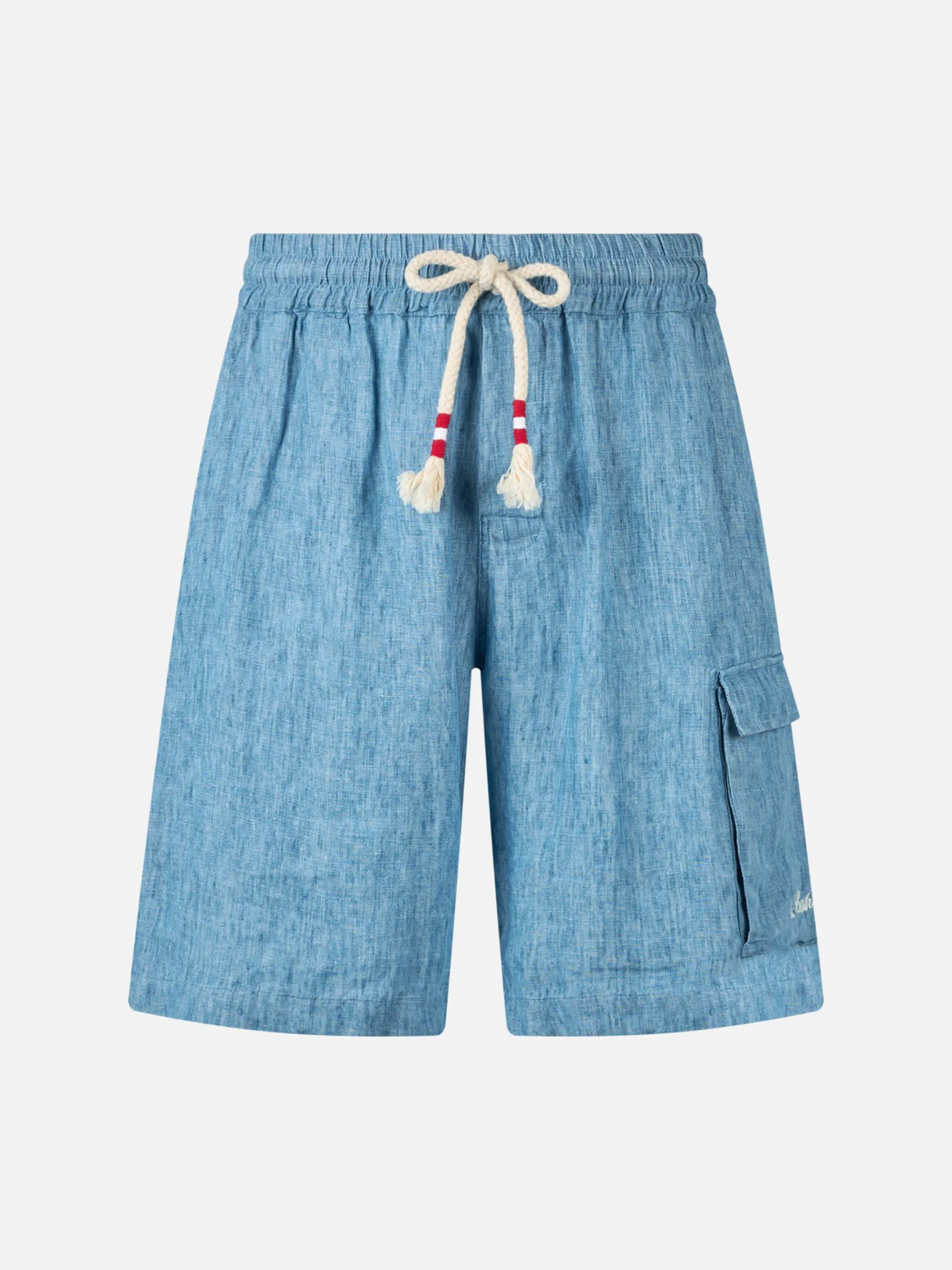 Herren-Bermuda aus Leinen in Denimblau Marseille